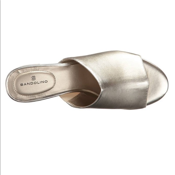 ✨Bandolino Silver Mule Heels / Sandal Slides 👡 - Picture 2 of 14